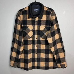 Roark Flannel Shirt Jacket‎ Men's XL Buffalo Plaid Snap Elbow Patch Classic Fit